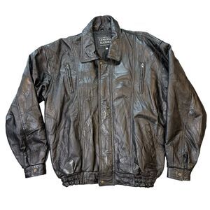 Vintage Tanned Leather Outfitters  Black Leather Jacket Mens 3X Patchwork Lined